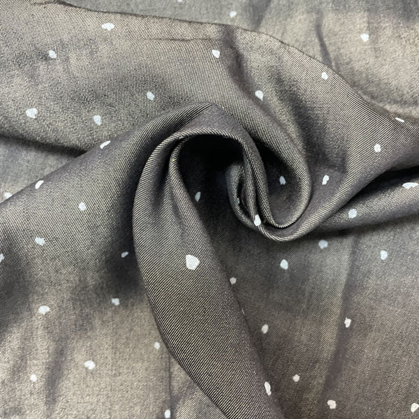 Deadstock Polka Dot Silky Denim Chambray Fabric