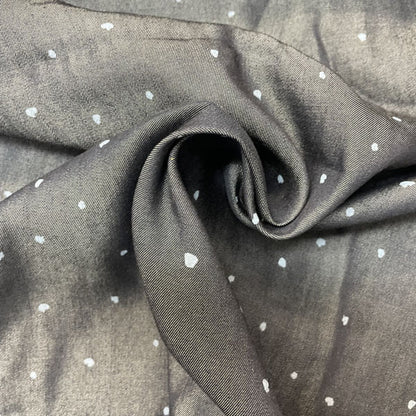 Deadstock Polka Dot Silky Denim Chambray Fabric