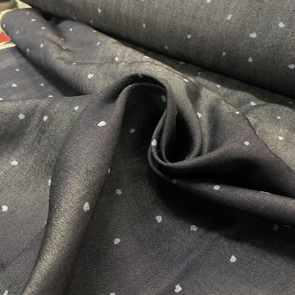Deadstock Polka Dot Silky Denim Chambray Fabric