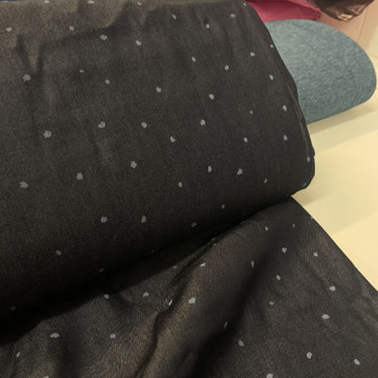 Deadstock Polka Dot Silky Denim Chambray Fabric