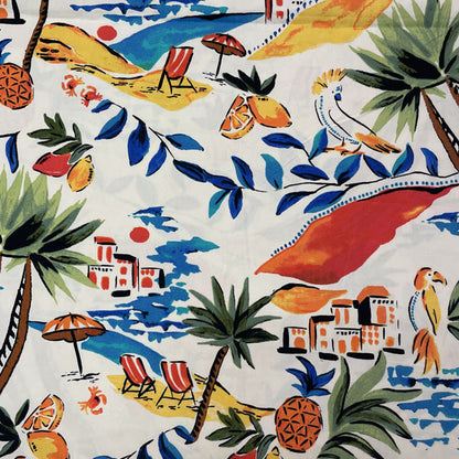 Deadstock Tropical Holiday Printed Poplin Fabric