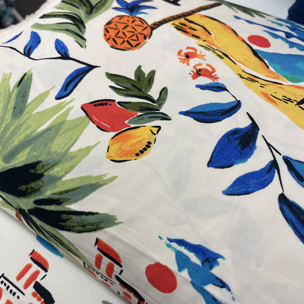Deadstock Tropical Holiday Printed Poplin Fabric