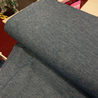 Deadstock Denim Blue Sweatshirting Knit Jersey Fabric