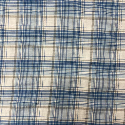 Deadstock Blue, White & Grey Check Soft Shirting Fabric