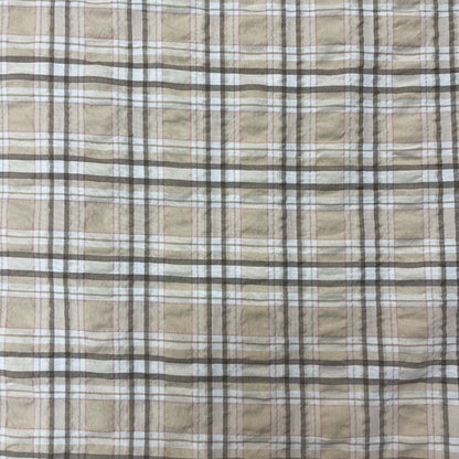 Deadstock Cappuccino Beige & Pink Check Soft Shirting Fabric