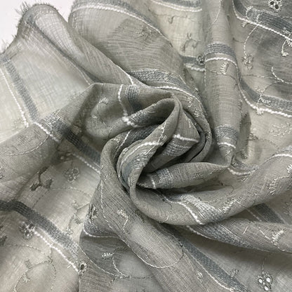 Deadstock Sage Green Embroidered Floral Sheer Mesh Fabric
