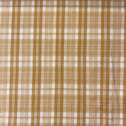 Deadstock Apricot & White Seersucker Check Fabric