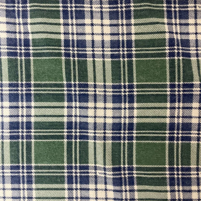 Deadstock Green, Blue & White Brushed Cotton Check Fabric