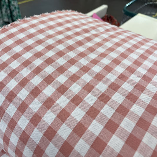 Deadstock Blush Pink & White Gingham Cotton Fabric