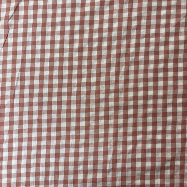 Deadstock Blush Pink & White Gingham Cotton Fabric