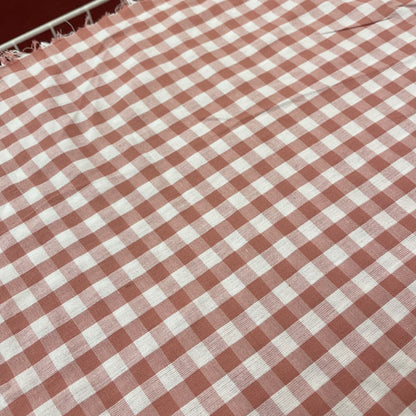 Deadstock Blush Pink & White Gingham Cotton Fabric