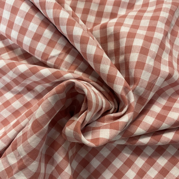 Deadstock Blush Pink & White Gingham Cotton Fabric