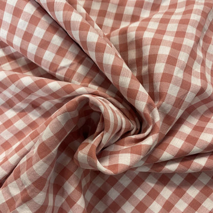 Deadstock Blush Pink & White Gingham Cotton Fabric