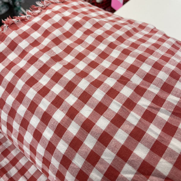 Deadstock Red & White Gingham Cotton Fabric