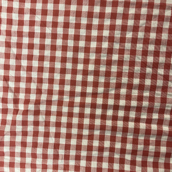 Deadstock Red & White Gingham Cotton Fabric