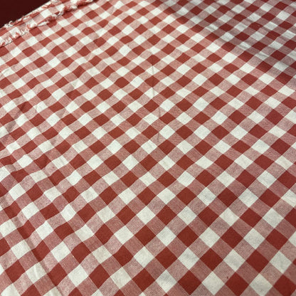 Deadstock Red & White Gingham Cotton Fabric