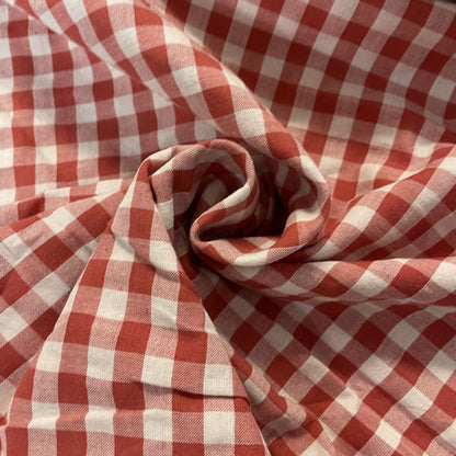 Deadstock Red & White Gingham Cotton Fabric