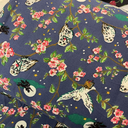 Deadstock Midnight Owl Brushed Cotton Twill Fabric