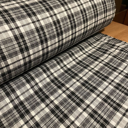 Deadstock Black & White Seersucker Check Fabric