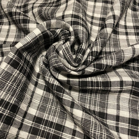 Deadstock Black & White Seersucker Check Fabric