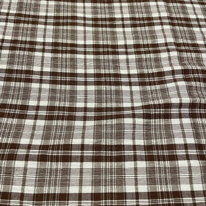 Deadstock Brown & White Seersucker Check Fabric