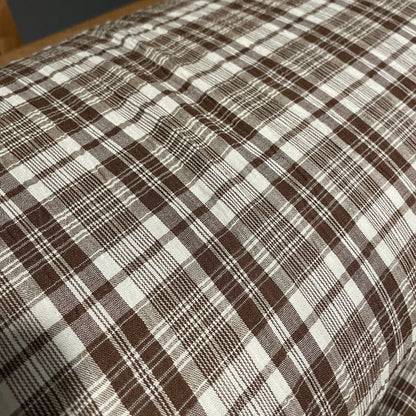 Deadstock Brown & White Seersucker Check Fabric