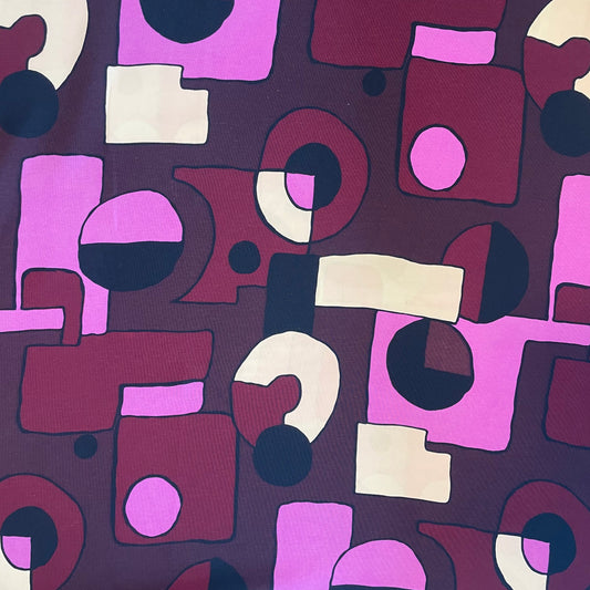Purple & Pink Geometric Peachskin Deadstock Fabric
