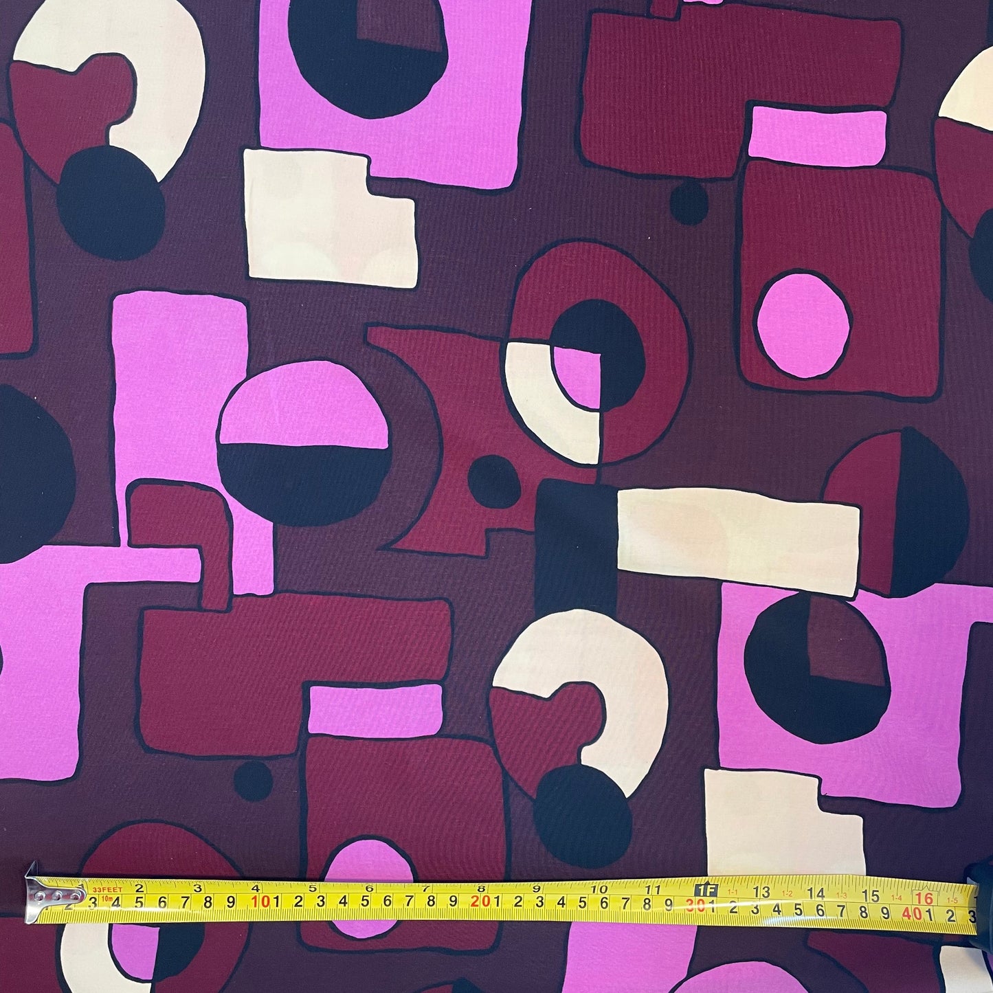 Purple & Pink Geometric Peachskin Deadstock Fabric