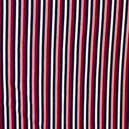 Pink & Purple Stripe Ribbed Knit Deadstock Fabric