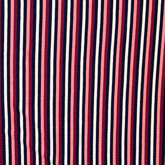 Pink & Purple Stripe Ribbed Knit Deadstock Fabric