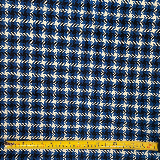 Classic Houndstooth Check Jersey Viscose Deadstock Fabric