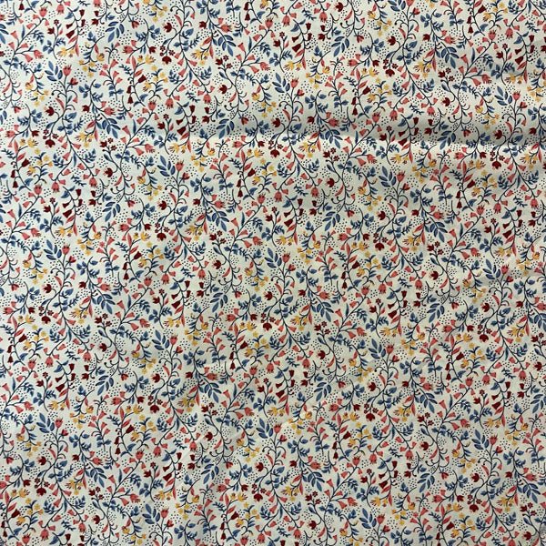 Deadstock Mini Multi-Colour Floral White Cotton Poplin
