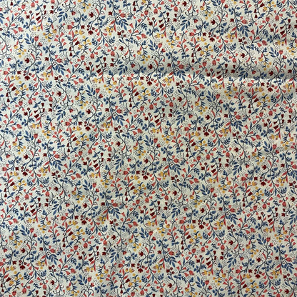 Deadstock Mini Multi-Colour Floral White Cotton Poplin