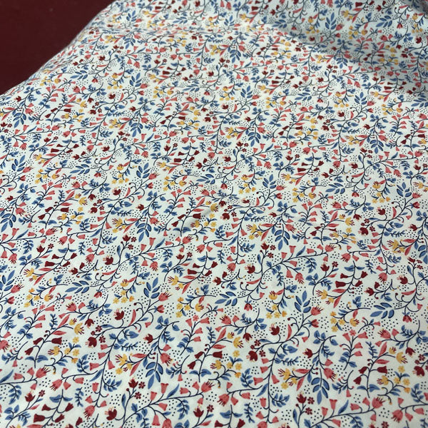 Deadstock Mini Multi-Colour Floral White Cotton Poplin