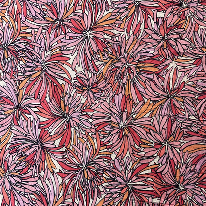 Deadstock Pink Flower Print Crinkle Crepe Cotton