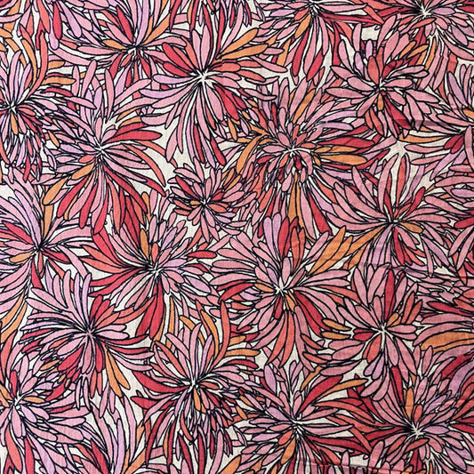 Deadstock Pink Flower Print Crinkle Crepe Cotton