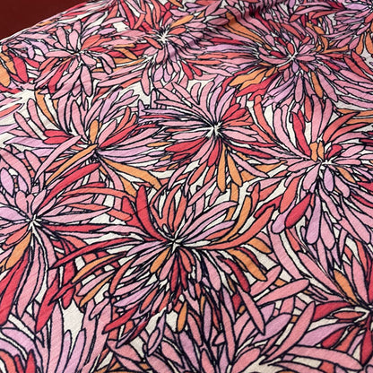 Deadstock Pink Flower Print Crinkle Crepe Cotton