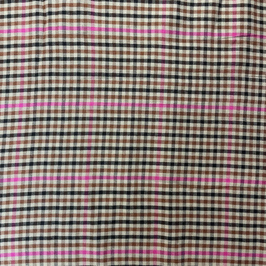 Deadstock Brown & Pink Classic Check Viscose Twill Blend