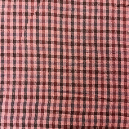 Deadstock Pink, Red & Brown Check Viscose Twill Blend