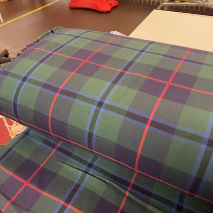 Deadstock Navy, Green & Red Tartan Viscose Twill Shirting