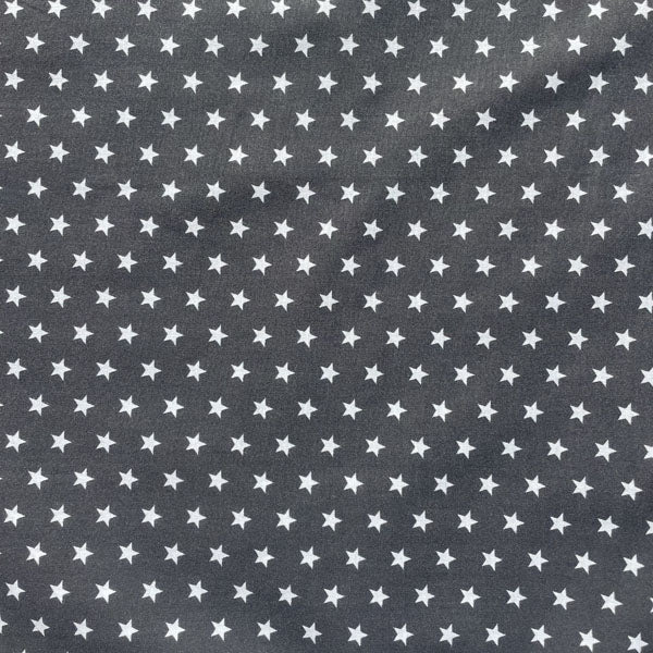 Deadstock Black & White Star Print Polycotton Fabric