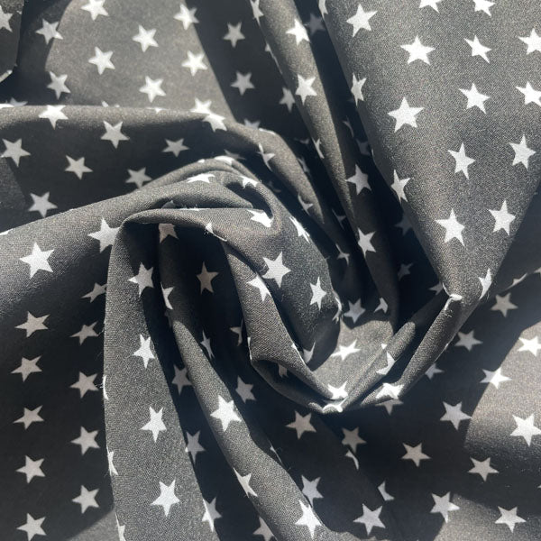 Deadstock Black & White Star Print Polycotton Fabric