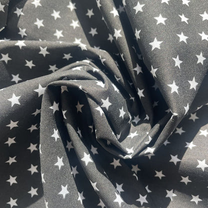 Deadstock Black & White Star Print Polycotton Fabric