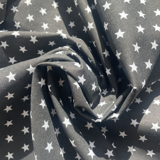 Deadstock Black & White Star Print Polycotton Fabric