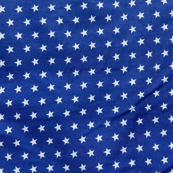 Deadstock Royal Blue & White Star Print Polycotton Fabric