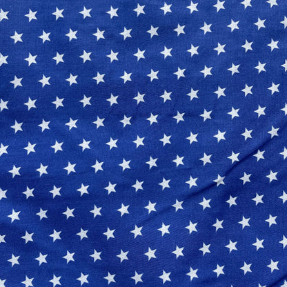 Deadstock Royal Blue & White Star Print Polycotton Fabric