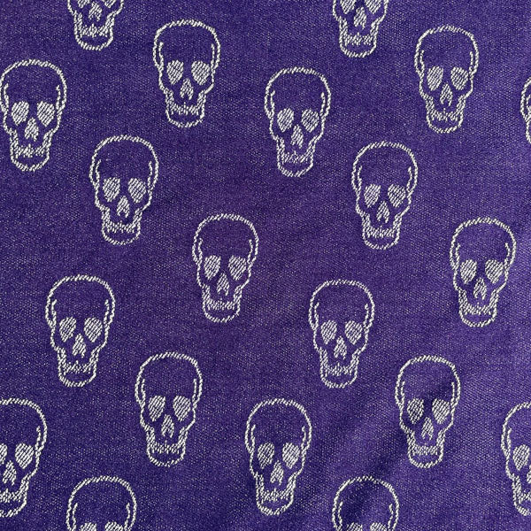 Deadstock Blue Skull Print Knit Jersey Fabric