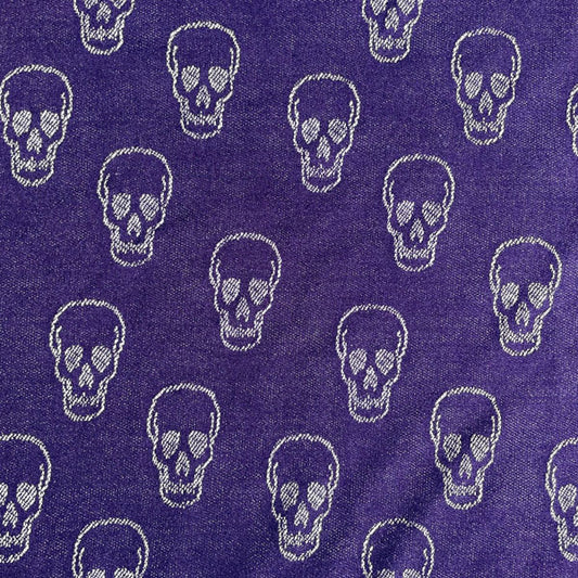 Deadstock Blue Skull Print Knit Jersey Fabric