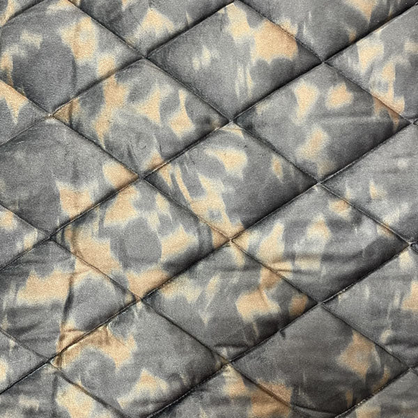Deadstock Abstract Animal/Camouflage Print Reversible Quilted Velvet Fabric