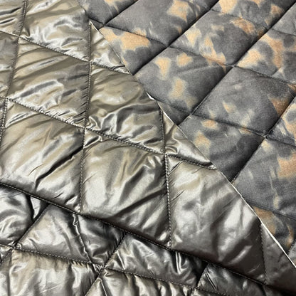 Deadstock Abstract Animal/Camouflage Print Reversible Quilted Velvet Fabric